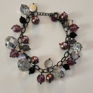 Empress Genuine Mother Of Pearl With Beaded Bracelet Adjusts Up To 8-1/2"